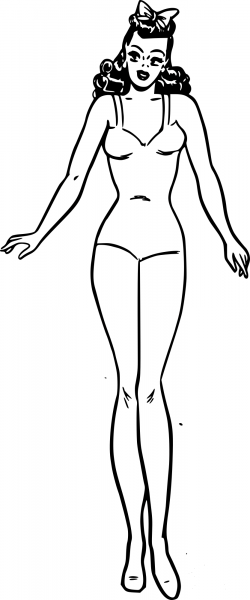 Vintage Woman in Underwear coloring page image