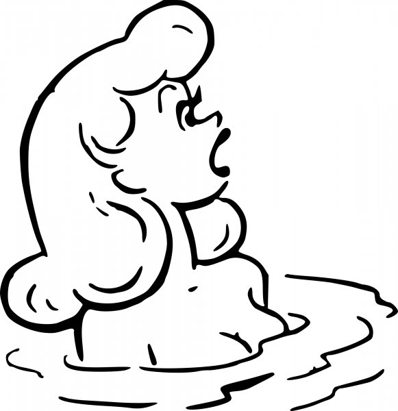 Vintage Woman in Water coloring page image