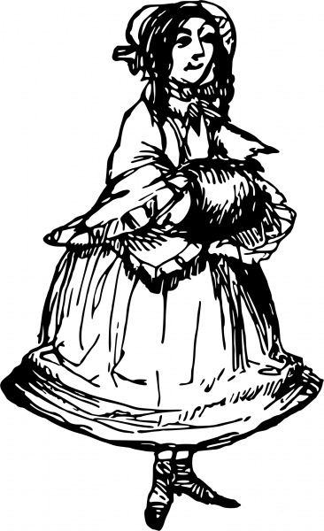 Vintage Woman with Muff coloring page image