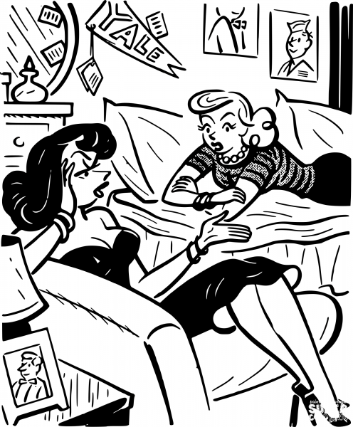 Vintage Women Talking coloring page image