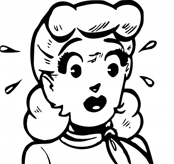 Vintage Worried Girl coloring page image