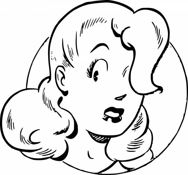 Vintage Worried Girl coloring page image