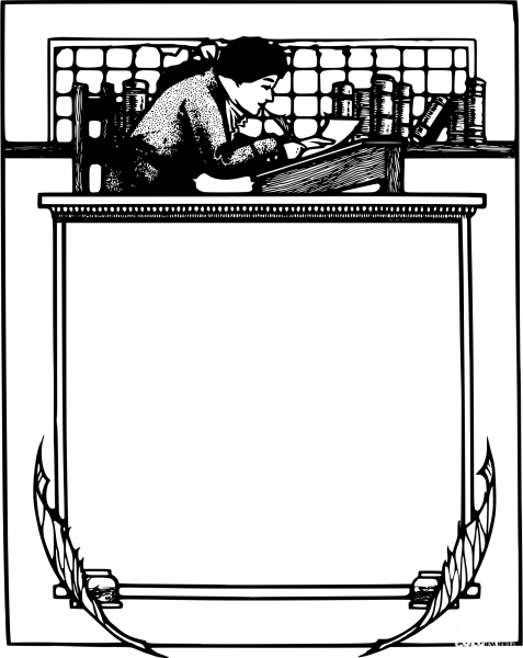 Vintage Writer Writing Frame coloring page image
