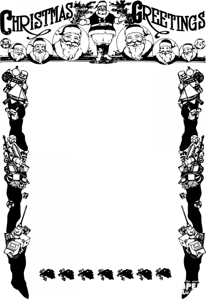 Vintage Xmas Greetings Frame coloring page image