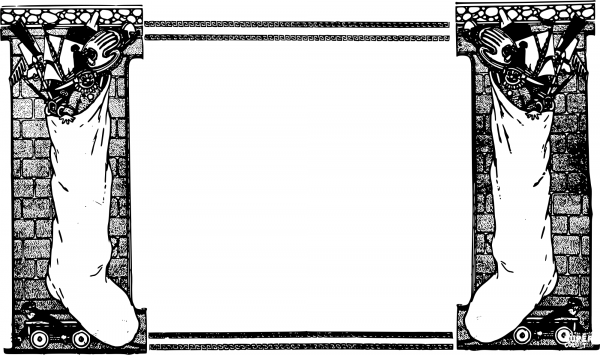 Vintage Xmas Stocking Frame coloring page image