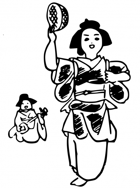 Vintage Yasugibushi Dance coloring page image