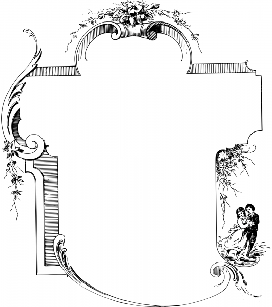 Vintage Young Couple Frame coloring page image