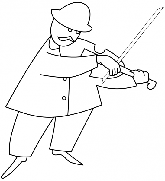 Violinist coloring page image
