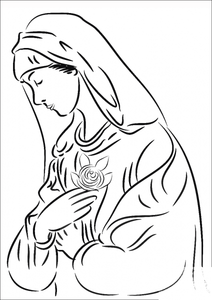 Virgin Mary with Rose coloring page image
