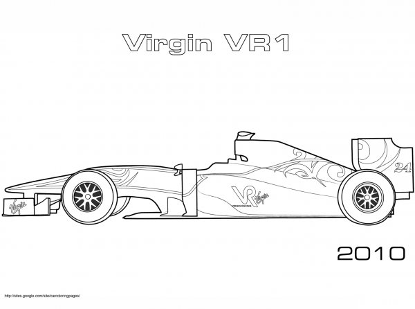 Virgin Vr1 Forumula 1 Car coloring page image