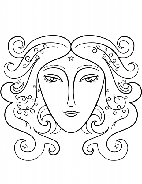 Virgo zodiac sign coloring page image