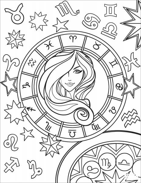 Virgo Zodiac Sign coloring page image