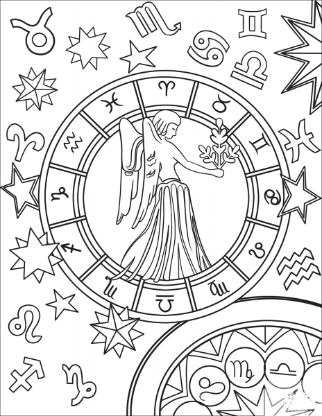Virgo Zodiac Sign coloring page image