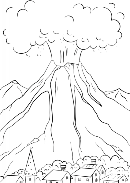 Volcanic Eruption coloring page image