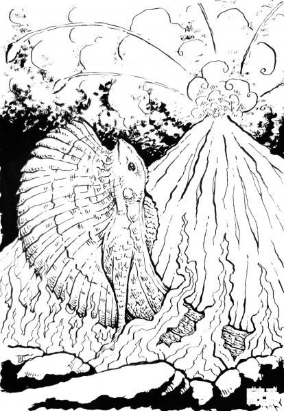 Volcano coloring page image