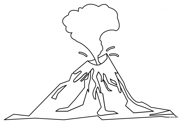 Volcano coloring page image
