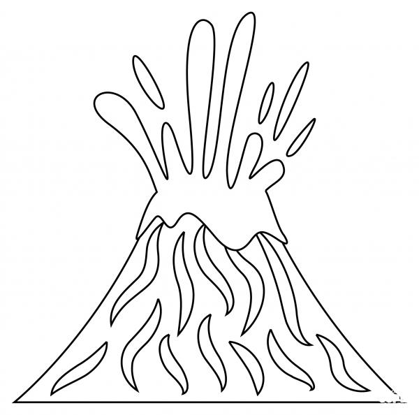 Volcano coloring page image