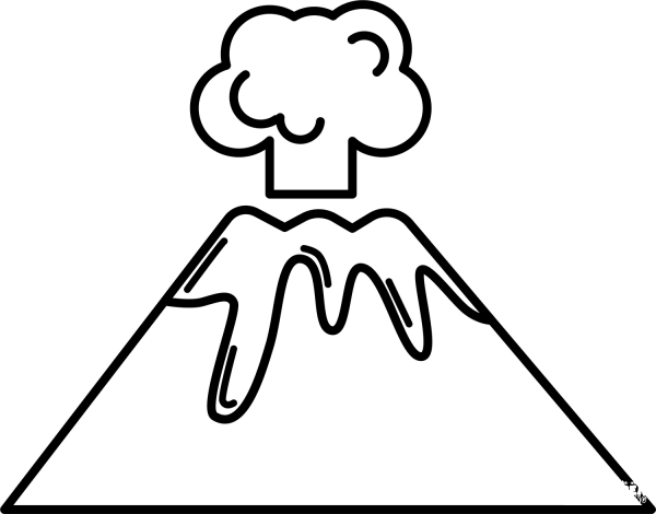 Volcano coloring page image