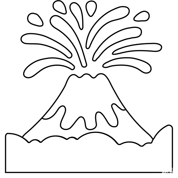 Volcano Emoji coloring page image
