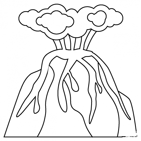 Volcano Emoji coloring page image
