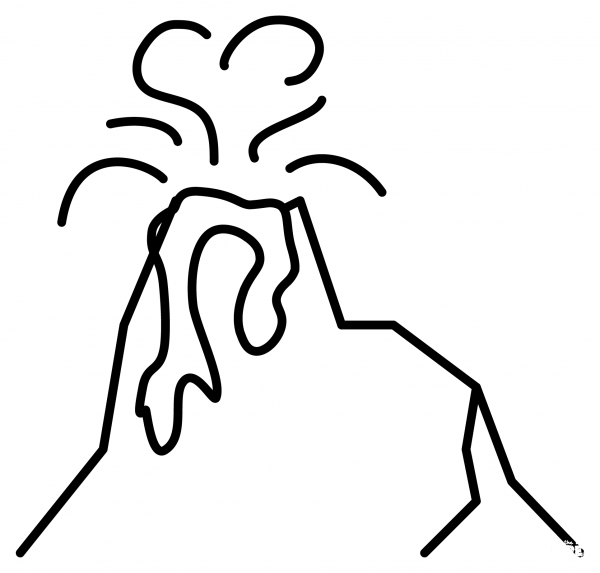 Volcano Emoji coloring page image