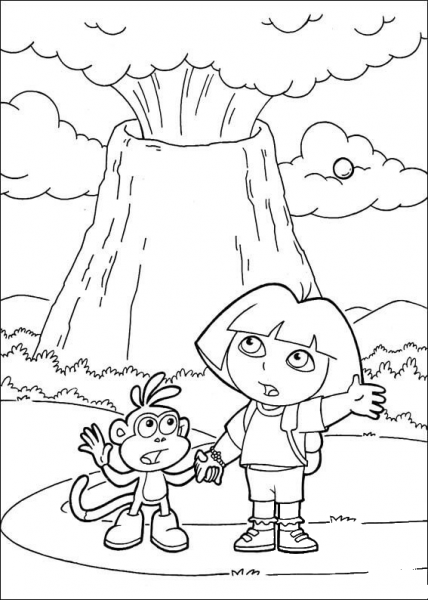 Volcano erupted coloring page image