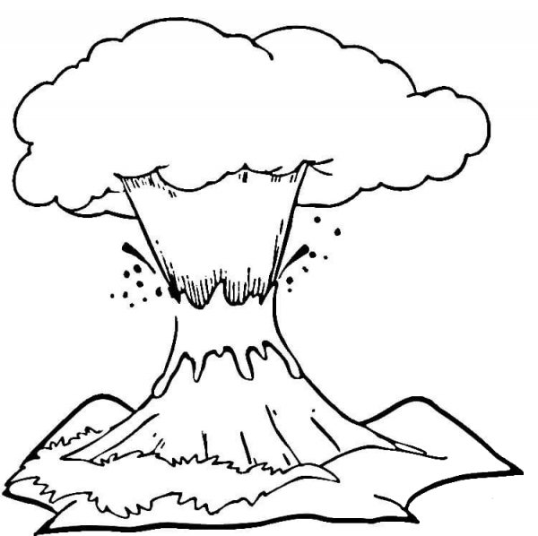 Volcano eruption  coloring page image