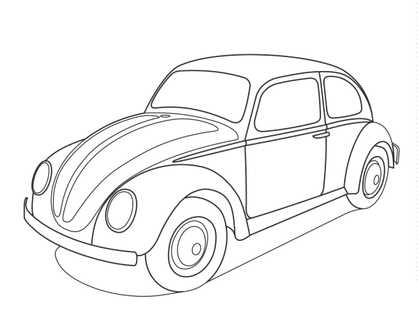 Volkswagen Beetle coloring page image