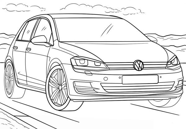Volkswagen Golf coloring page image