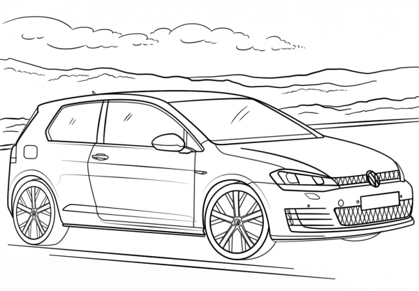Volkswagen Golf GTI coloring page image