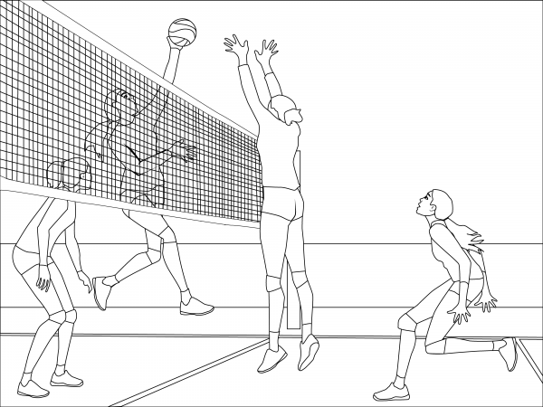 Volleyball coloring page image