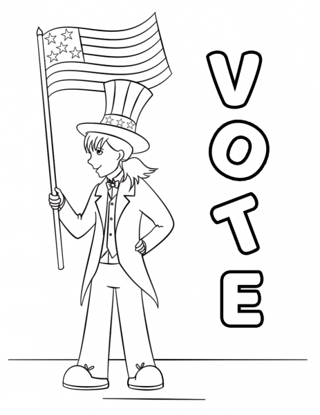 Vote coloring page image