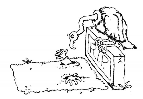 Vulture and Zombie Man  coloring page image