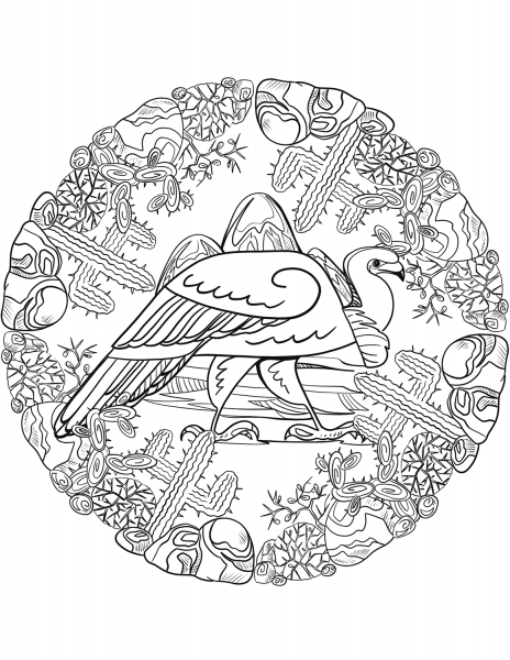 Vulture Mandala coloring page image