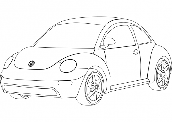VW Beetle coloring page image