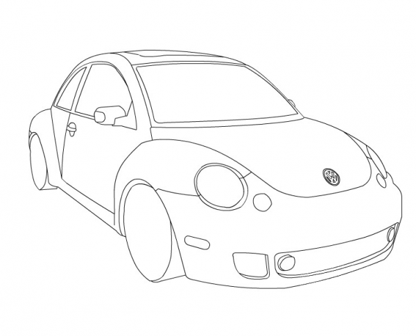 VW Beetle coloring page image