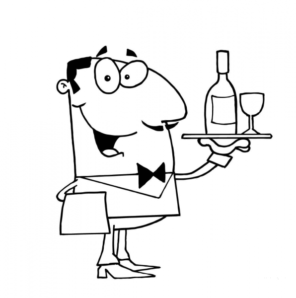 Waiter coloring page image