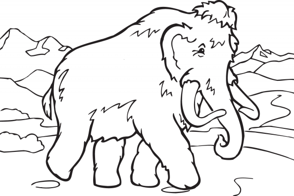 Walking Mammoth coloring page image