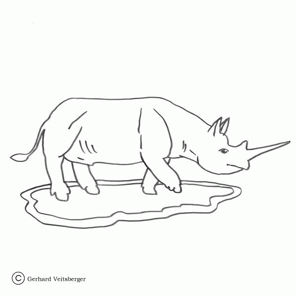 Walking Rhino coloring page image