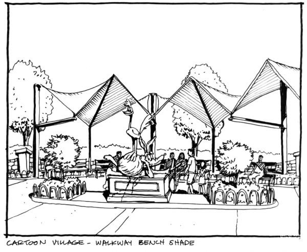 Walkway Bench Shade coloring page image