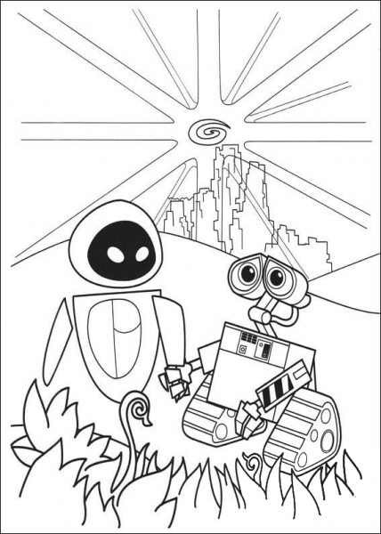 Wall-E And Eva Saved The Planet  coloring page image