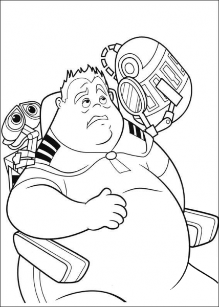 Wall-E And Fat Guy  coloring page image