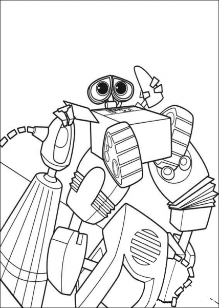 Wall-E In Danger  coloring page image