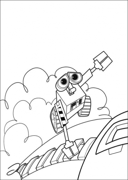 Wall-E Is Flying Away  coloring page image