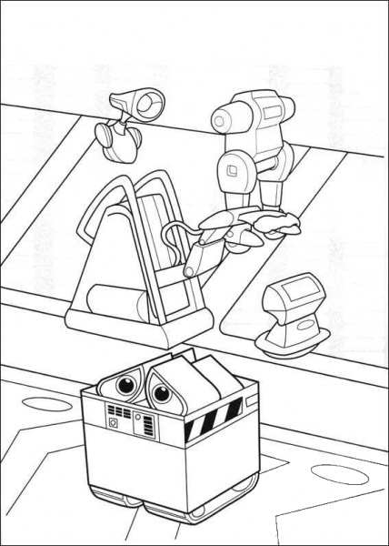 Wall-E Is Hiding  coloring page image