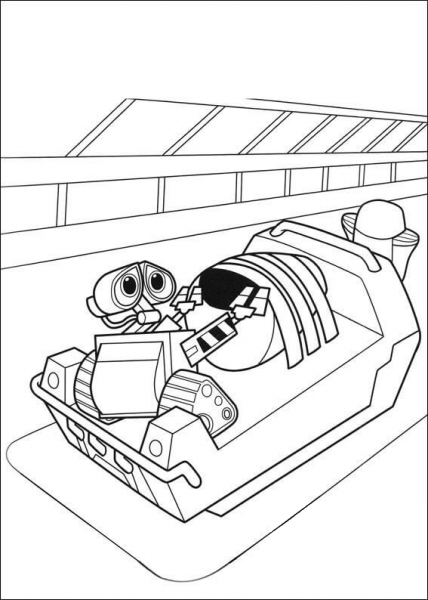 Wall-E Is Protecting Eva  coloring page image