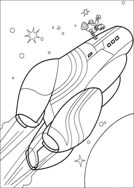 Wall-E On The Space Ship  coloring page image