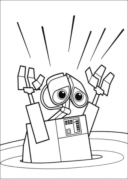 Wall-E With Hands Up  coloring page image