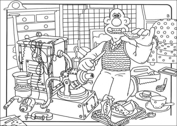 Wallace and his Favorite Cheese  coloring page image
