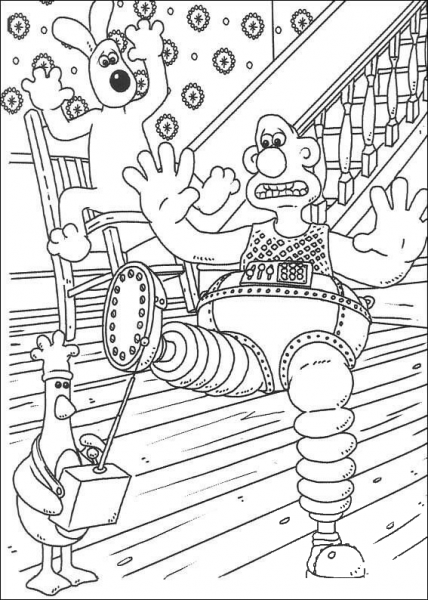 Wallace in a mechanical pants coloring page image